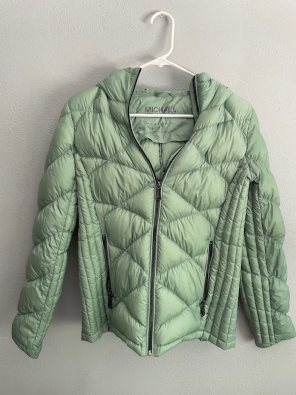 Michael Kors Packable 90% Down Puffer Jacket Hooded Sage Green Small